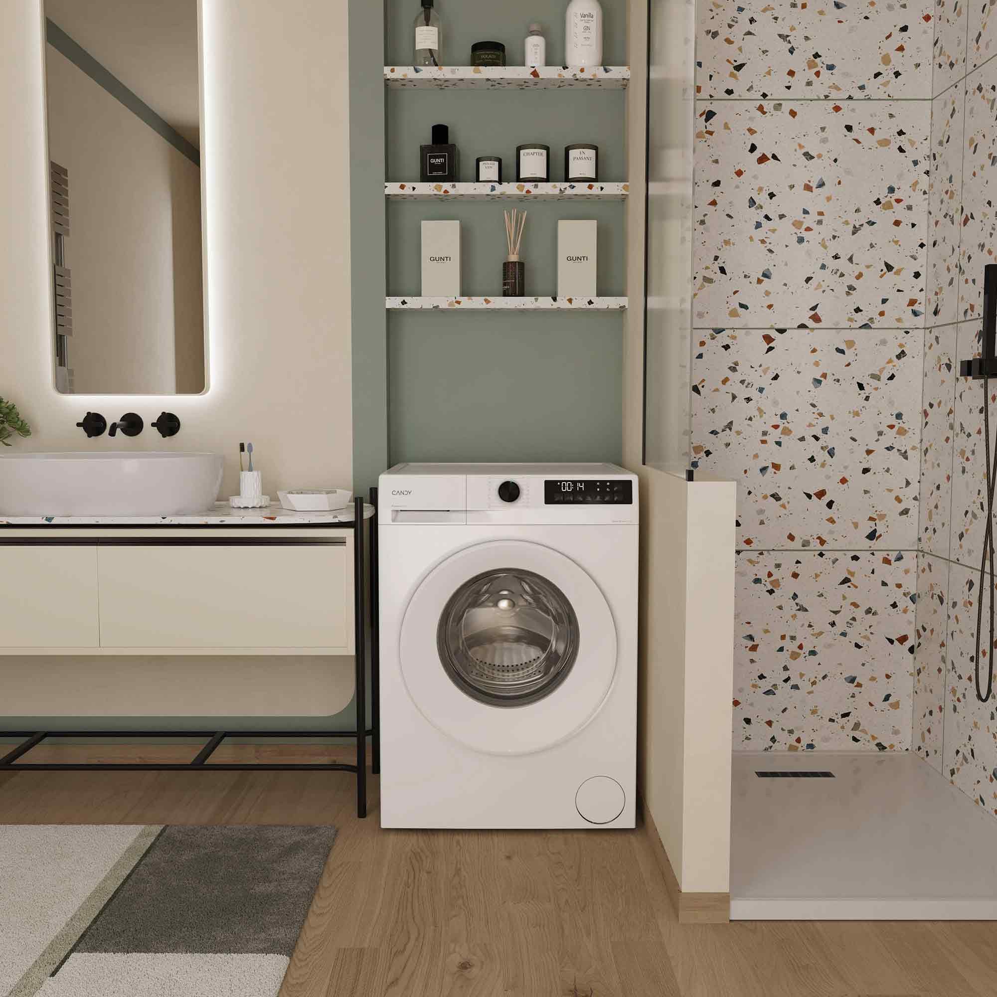 Candy Waschmaschine GD 4108-S, 10 kg, 1400 U/min, ProActiveWash, Dampffunktion, 4D-Display, Mengenautomatik