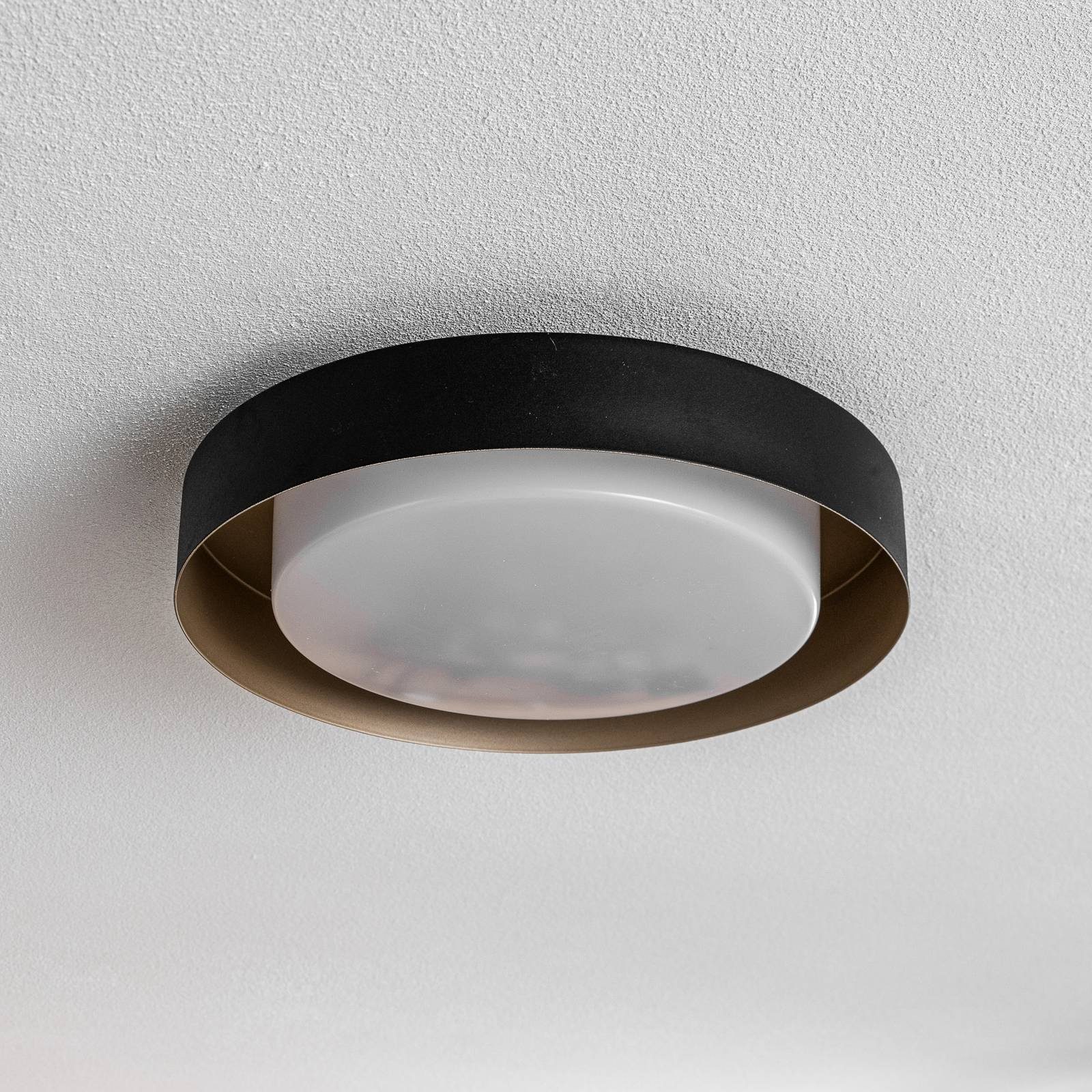 Arcchio LED Deckenleuchte Damaria, dimmbar, LED-Leuchtmittel fest verbaut, warmweiß, Modern, Metall, Acryl, Schwarz, gold, weiß, 1 flammig, inkl. | Deckenlampen