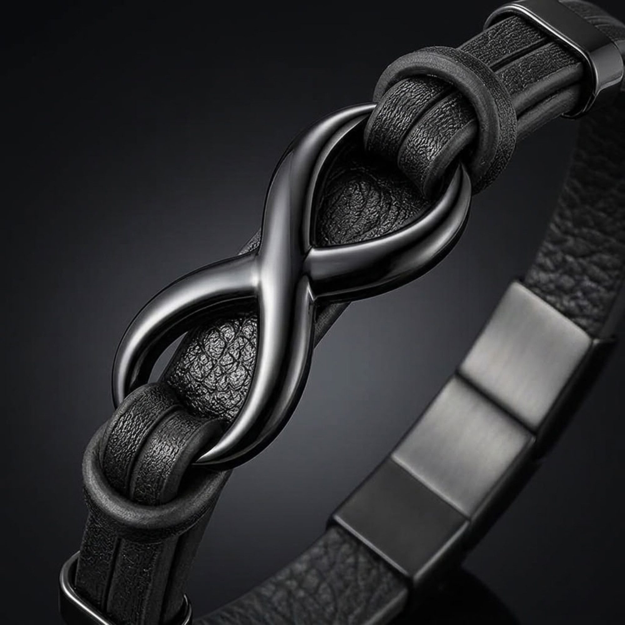 UNIQAL.de Lederarmband Unendlichkeit Leder Armband "INFINITY" Herren (Edelstahl, Echtleder, Casual Style, Handgefertigt), Designed in Germany – Bild 3 von 5