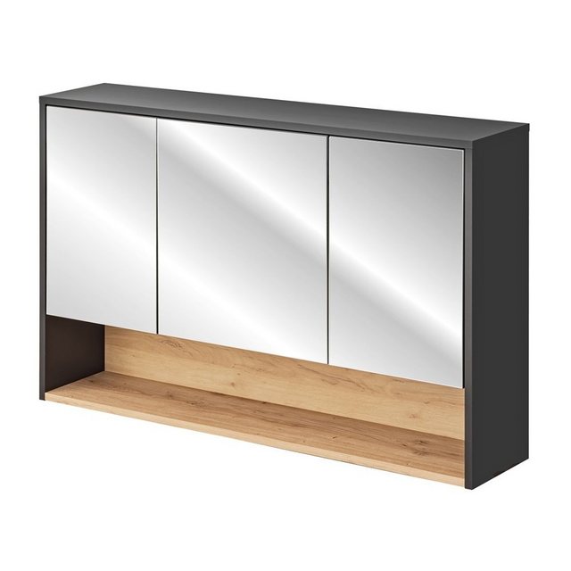 Lomadox Spiegelschrank BOLOGNA-56 Badezimmer 120 cm in anthrazit mit Artisan Eiche Nb., : 120/75/25 cm