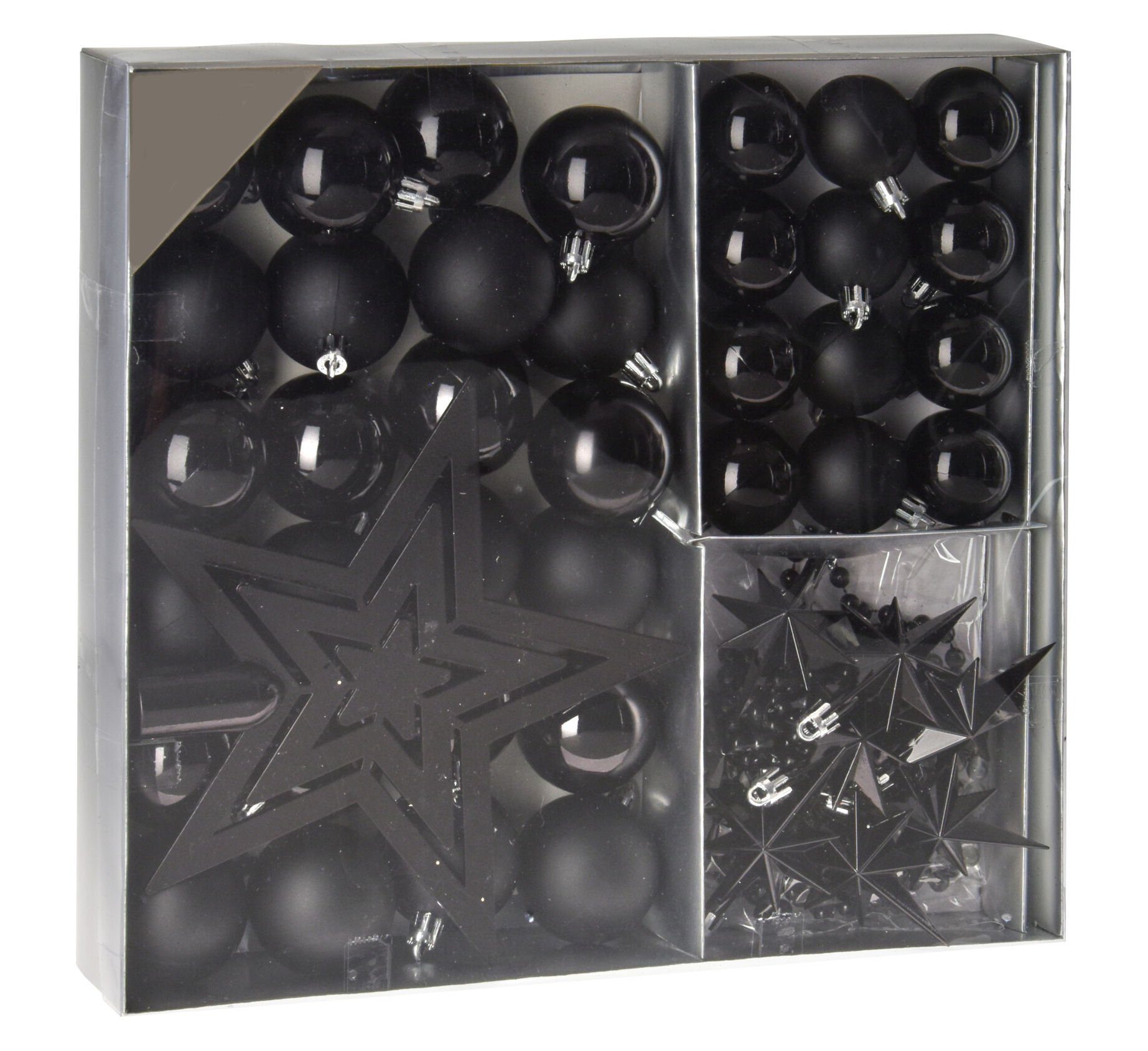 Spetebo Christbaumschmuck Christbaumschmuck 45 Teile Set - schwarz (45-tlg), Shatterproof Deko Weihnachtskugeln bruchsicher - Christbaumschmuck