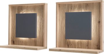 MCA furniture Wandboard Lizzano, 2-tlg., in Balkeneiche Nachbildung, 3-D Rückwand mit Struktur