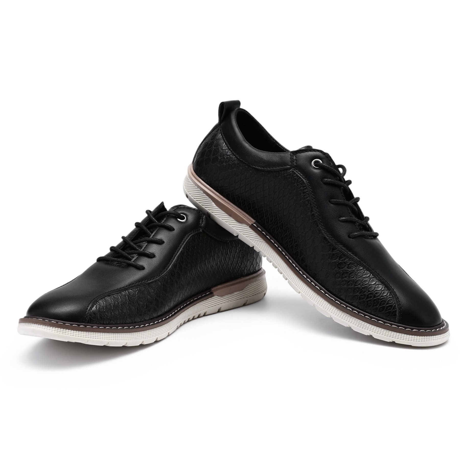 Allthemen Schnürschuh mit Krokodildruck Halbschuhe atmungsaktive Business Freizeitschuh