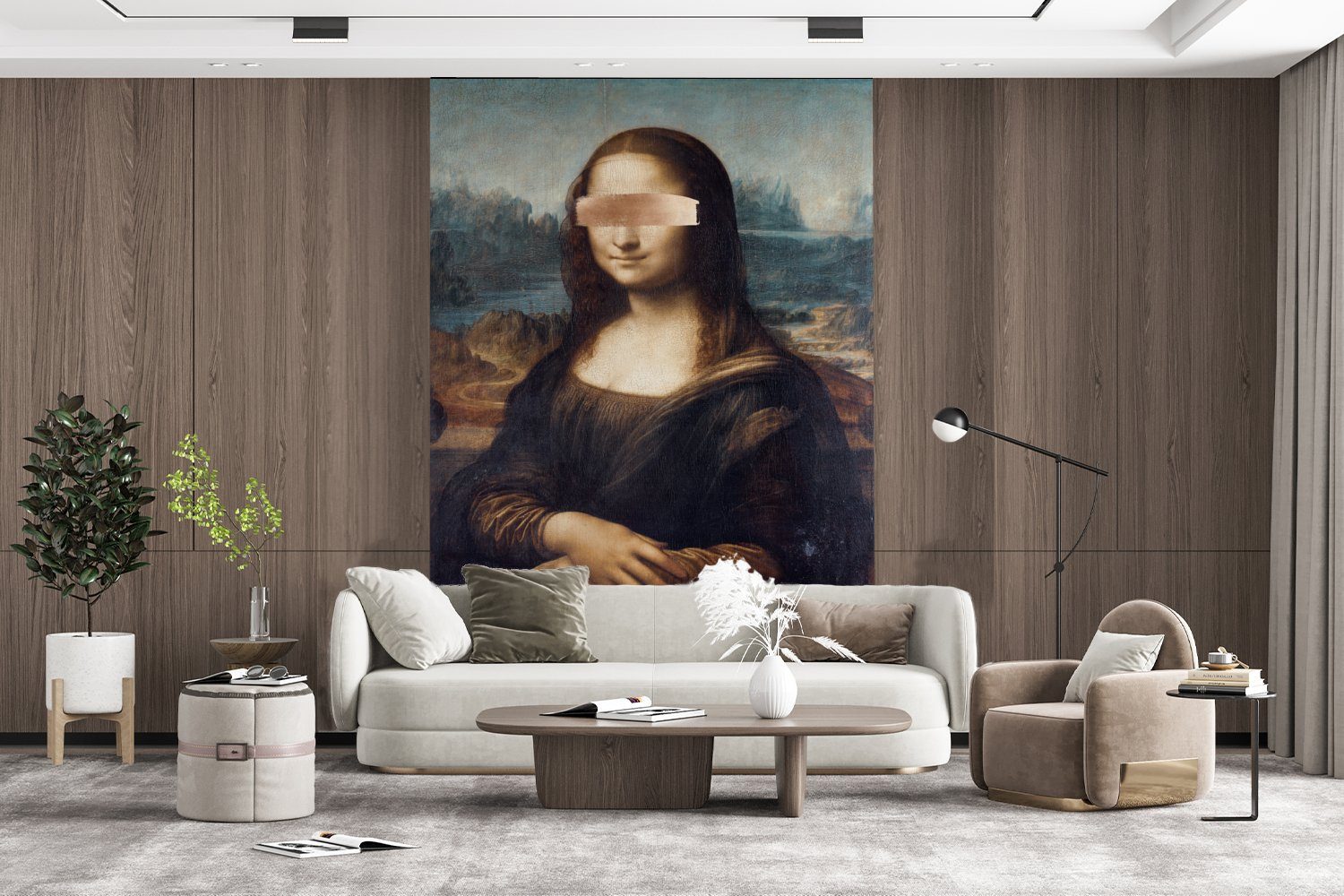MuchoWow Fototapete Mona Lisa (3 Leonardo bedruckt, Vinyl Montagefertig - Vinci Bronze, Matt, - Tapete Wohnzimmer, da St), Wandtapete für