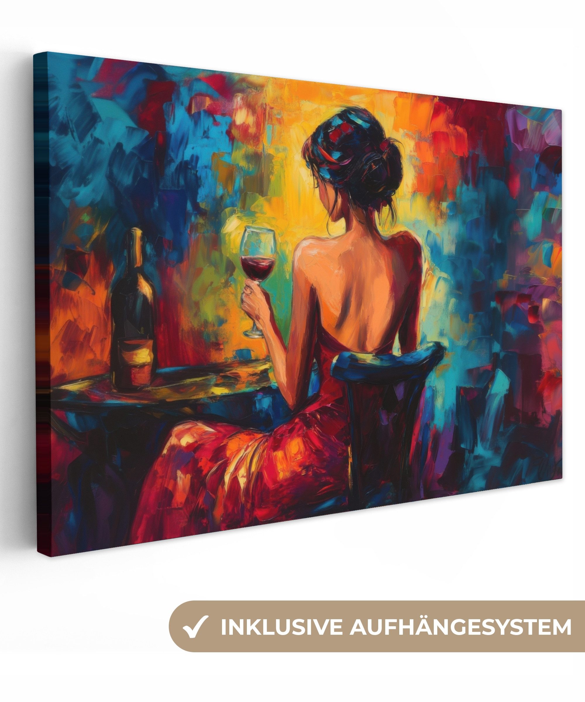 OneMillionCanvasses® Leinwandbild Wein - Frau - Stimmungsvoll - Farbenfroh, günstig online kaufen