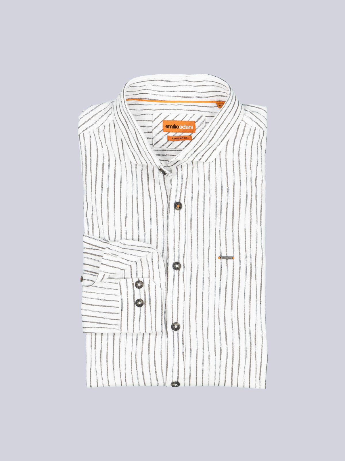 emilio adani Langarmhemd Herren Langarm-Hemd gestreift, Braunbeige