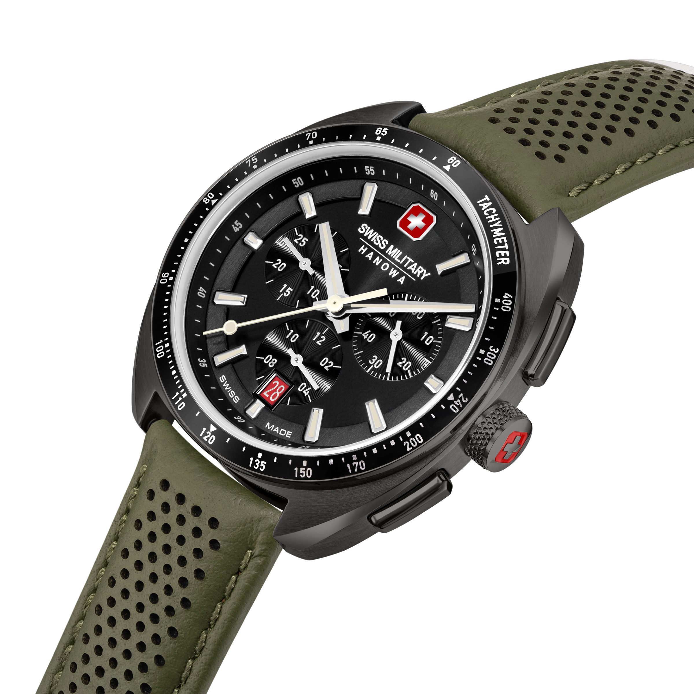 Swiss Military Hanowa Chronograph Defender SMWGC0003340, Quarzuhr, Armbanduhr, Herrenuhr, Swiss Made, Lederarmband, analog, Tag