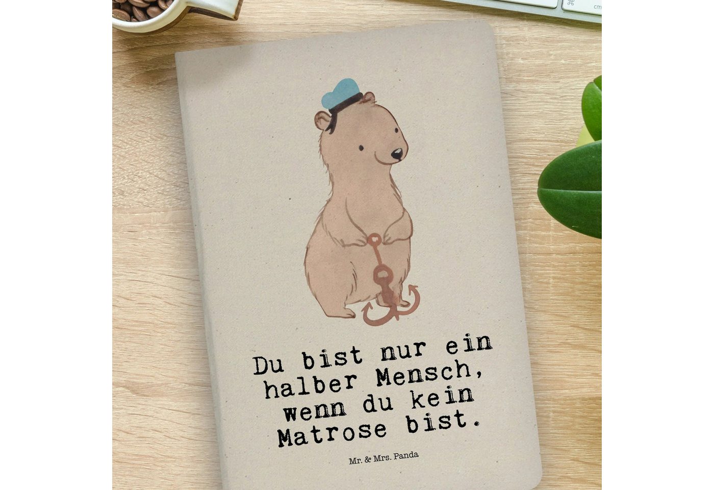 Thumbnail - Mr. & Mrs. Panda Notizbuch Matrose Herz - Transparent - Geschenk, Notizbuch Mit Stoffeinband, Mi Mr. & Mrs. Panda, Premi...