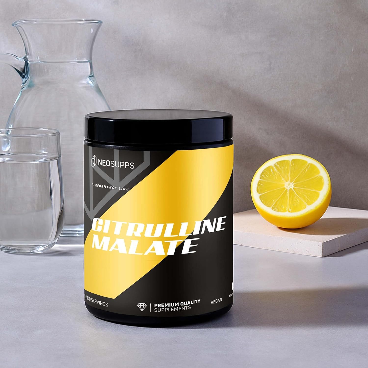 Neosupps L-Citrullin Malat 2:1 Pulver 500g, Aminosäure Pre Workout, Vegan Pulver, 500 g, Supplement ohne Zusatzstoffe, Geschmacksneutral & gut löslich