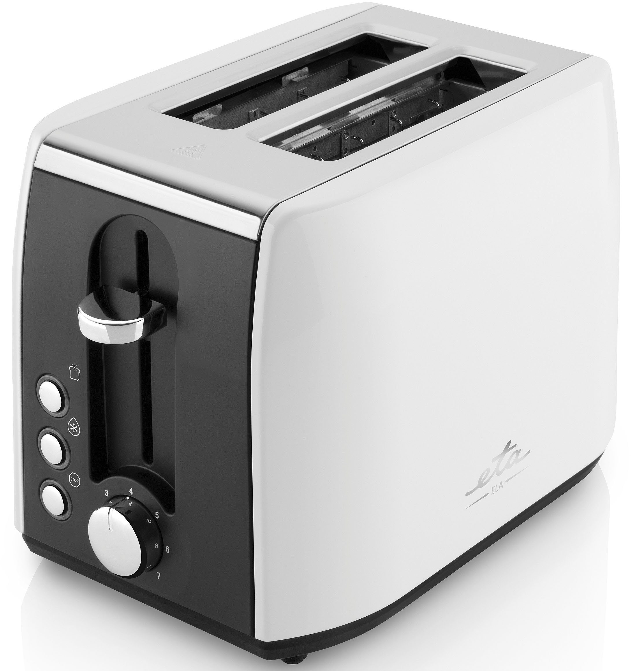 eta Toaster ELA weiß, 900 7 Schlitze, für kurze W, 2 Scheiben, ETA106690030, Bräunungsstufen 2