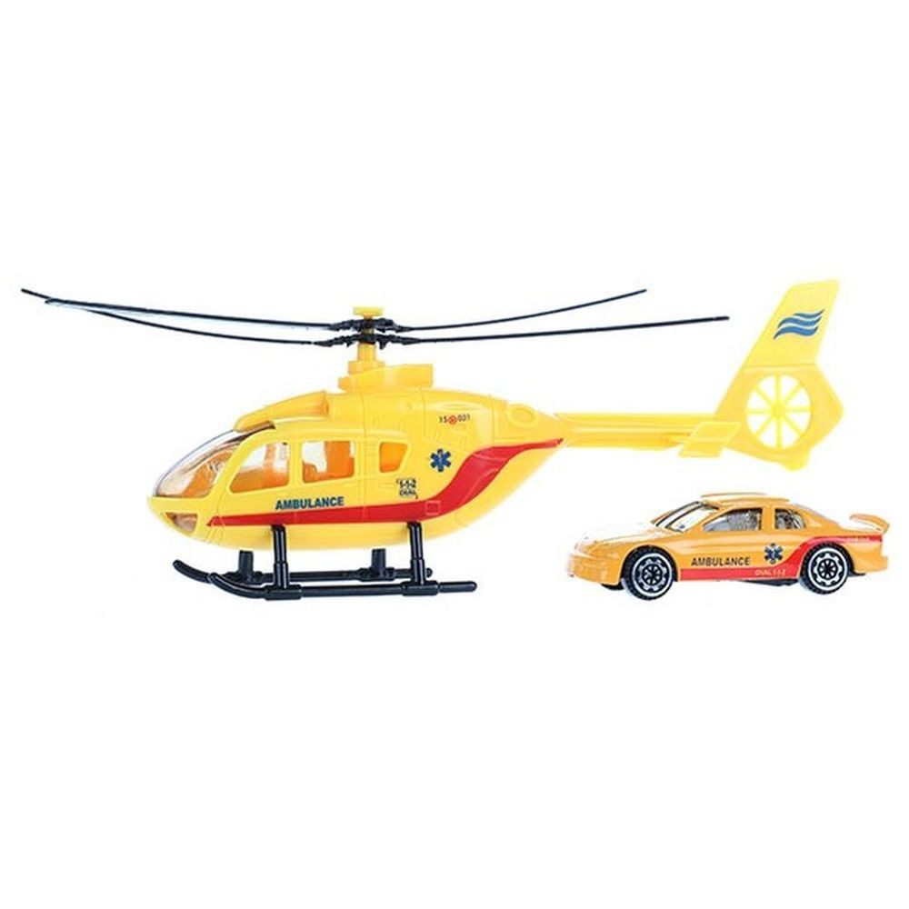 Toi-Toys Spielzeug-Hubschrauber Hubschrauber inkl. Auto Feuerwehr Polizei Modell Spielzeug Ambulance