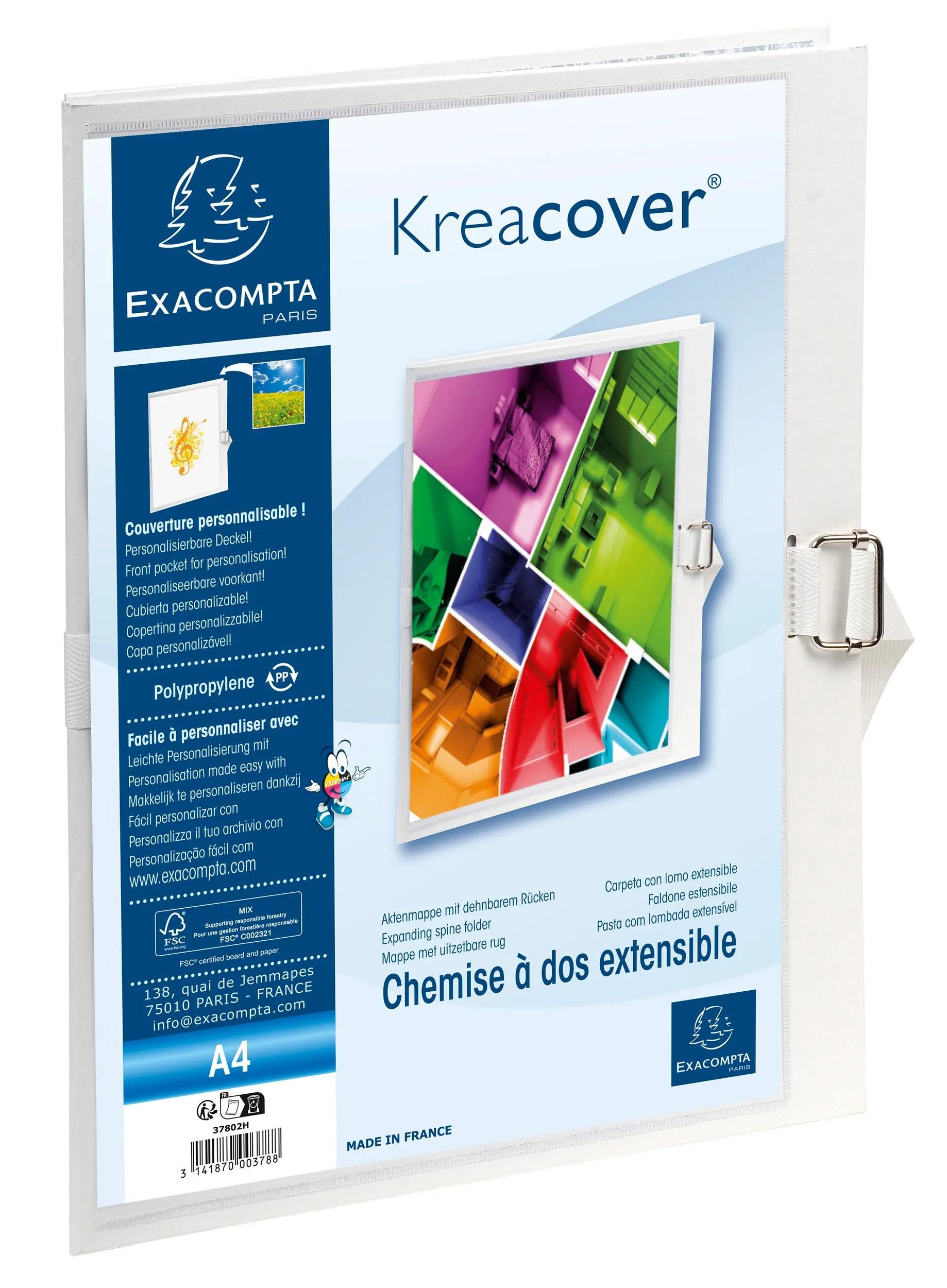 Thumbnail - EXACOMPTA Organisationsmappe 10x dehnbare Sammelmappe, 320x240mm, Kreacover - Weiß - 37802H, Mappen mit dehnbaren Rücken...