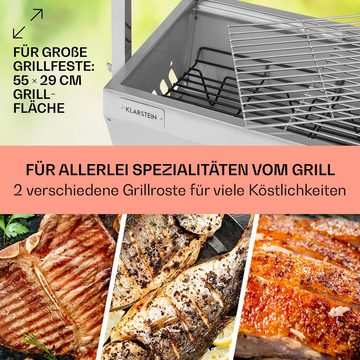 Klarstein Holzkohlegrill Sauenland Mini, Set, Grillspieß mit Motor Grill Drehspieß mit Motor Spanferkel Grill