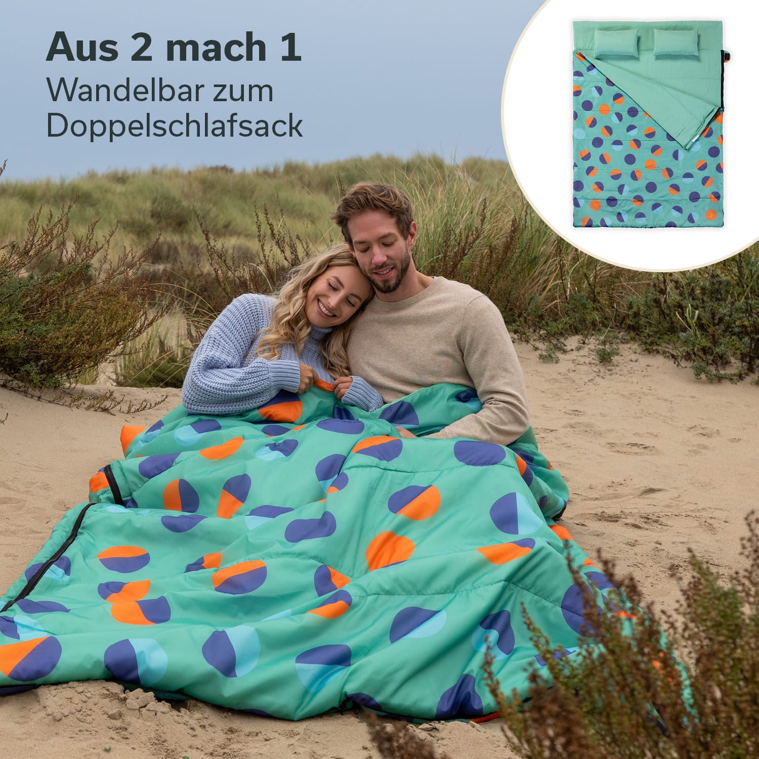 Skandika Deckenschlafsack für Erwachsene, Sovro Lite Sunrise, als Decke verwendbar (Packsack mit Kompressionsbändern und Schutzhaube), Schlafsack Outdoor für Erwachsene, 3 Jahreszeiten