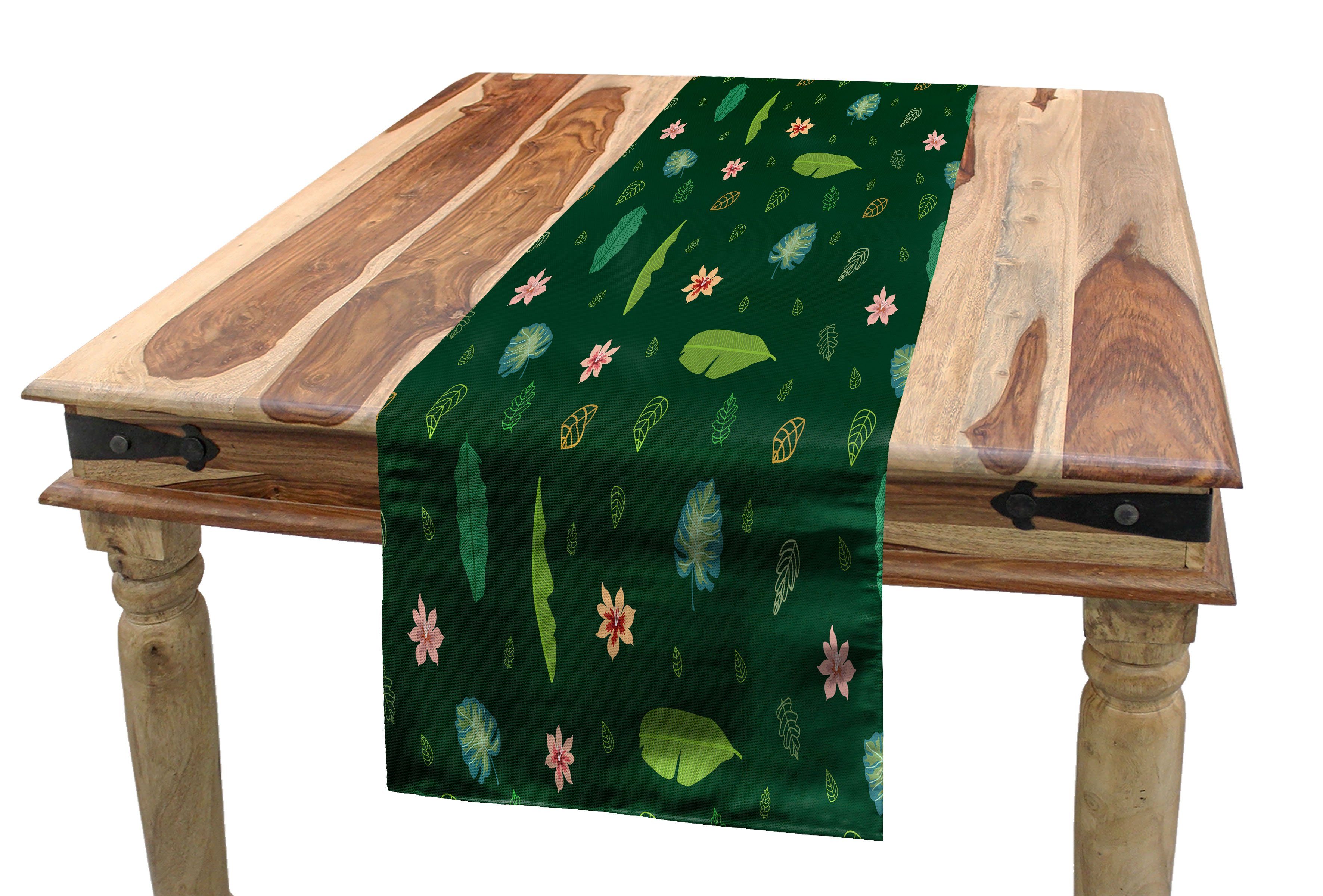 Abakuhaus Tischläufer Esszimmer Küche Rechteckiger Dekorativer Tischläufer, Blumen Paradiesvogel Blätter