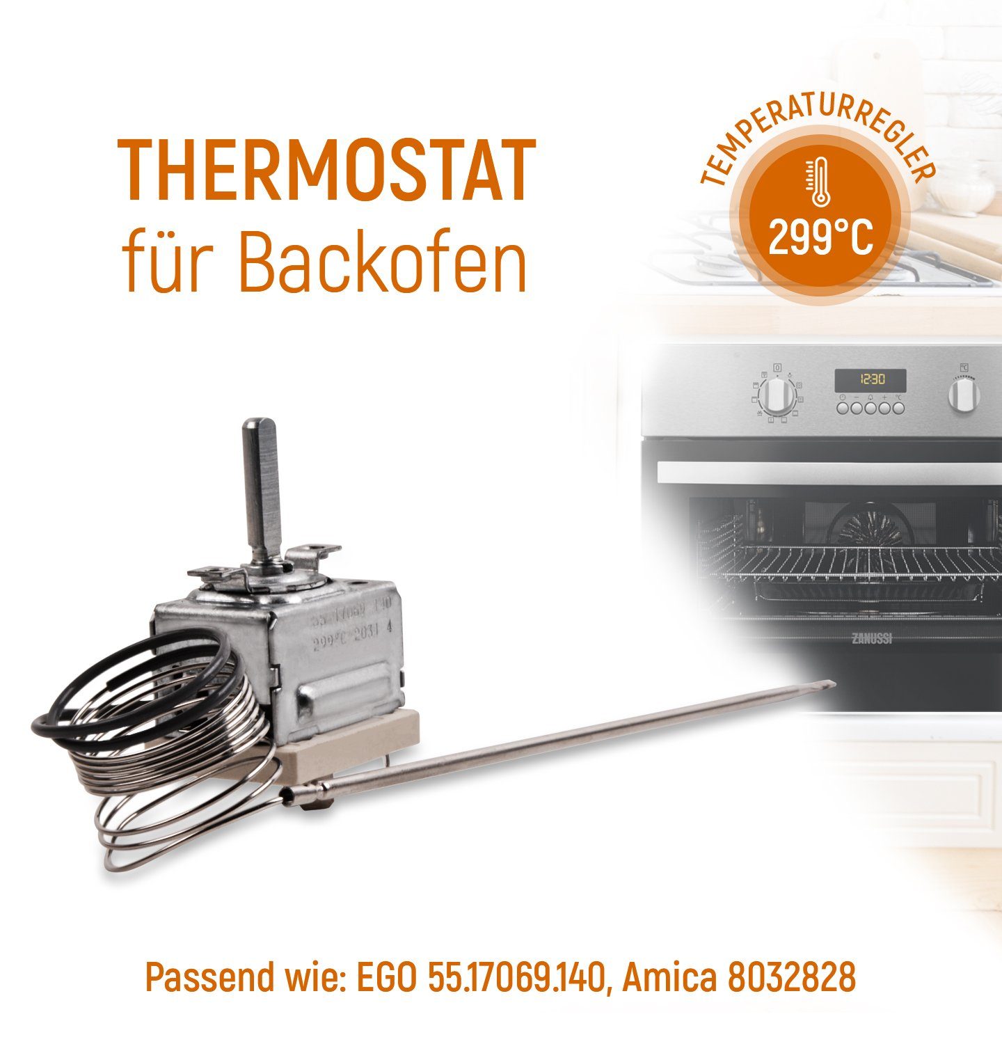 VIOKS für Thermostat Ersatz 8032828 Backofen 299°C Thermodetektor für EGO Herd Amica 55.17069.140,