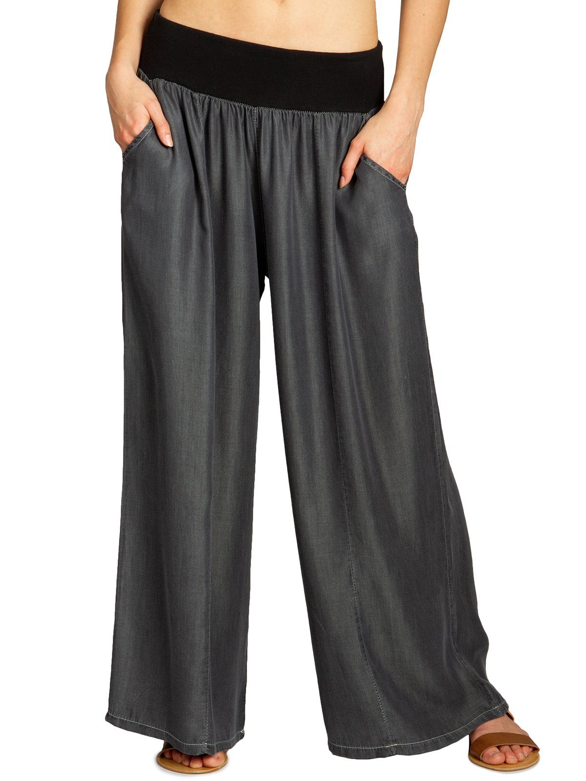 Caspar Stoffhose KHS046 lässig leichte Damen Sommer Culotte Hose mit Jeansoptik