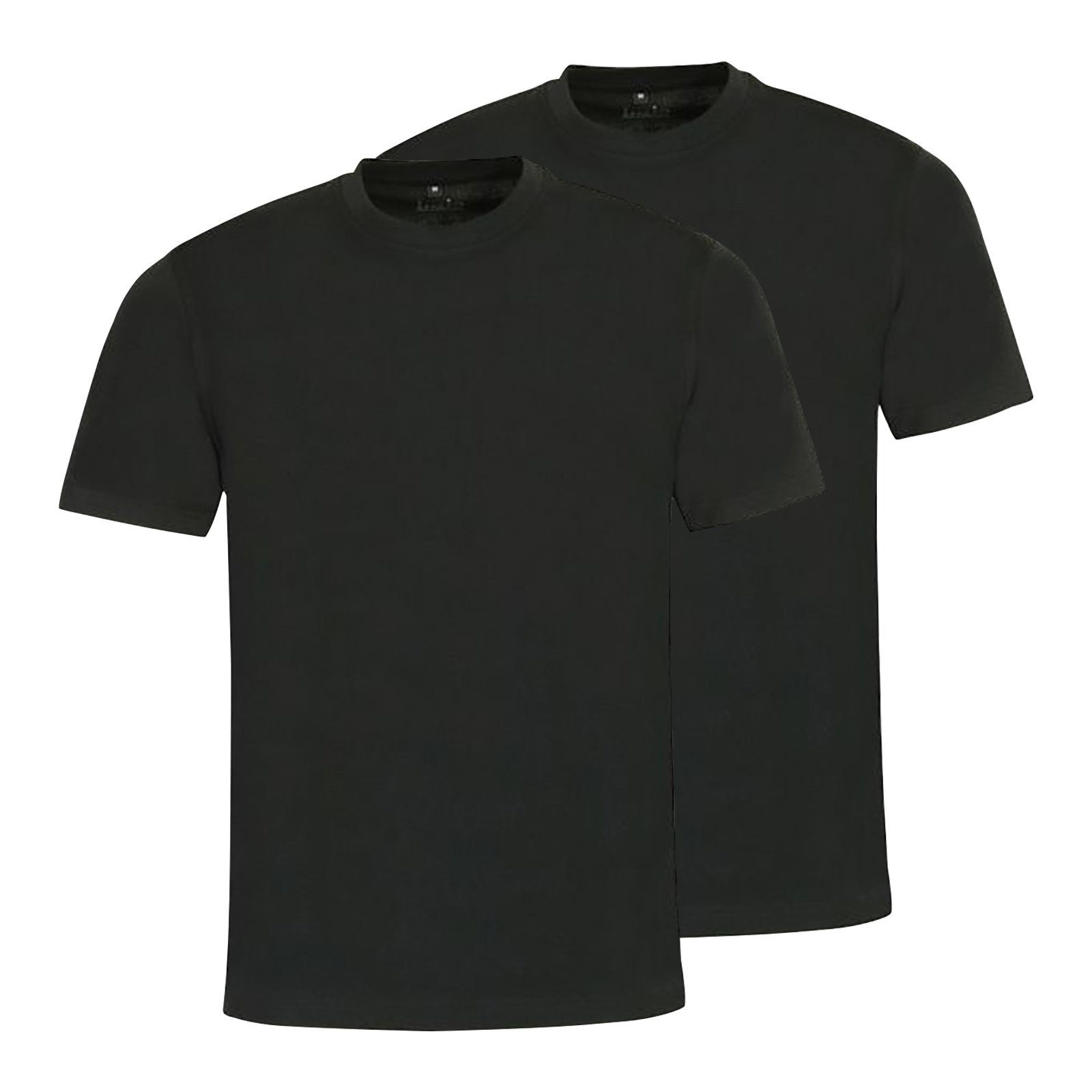 Hajo T-Shirt Herren T-Shirt, 2er Pack - Basic, Kurzarm Schwarz