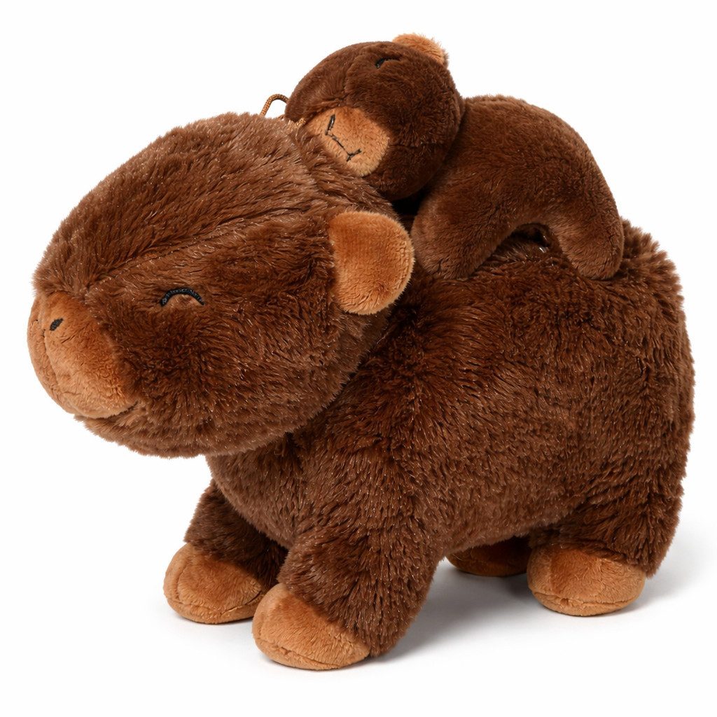 soma Kuscheltier Capybara Kuscheltier mit Baby 26 cm Plüschtier in drei Brauntönen (Set, 1-St., Geschenk-Set), Capybara Plüschtier mit Babyfigur auf dem Rücken in drei Farben