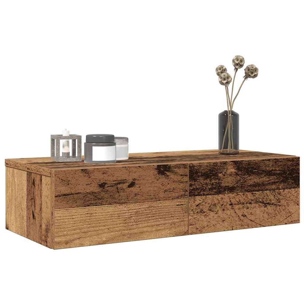 vidaXL Wandregal 60 x 265 x 15 cm Wandregal mit Schubladen Altholz-Optik 60x26,5x15 cm