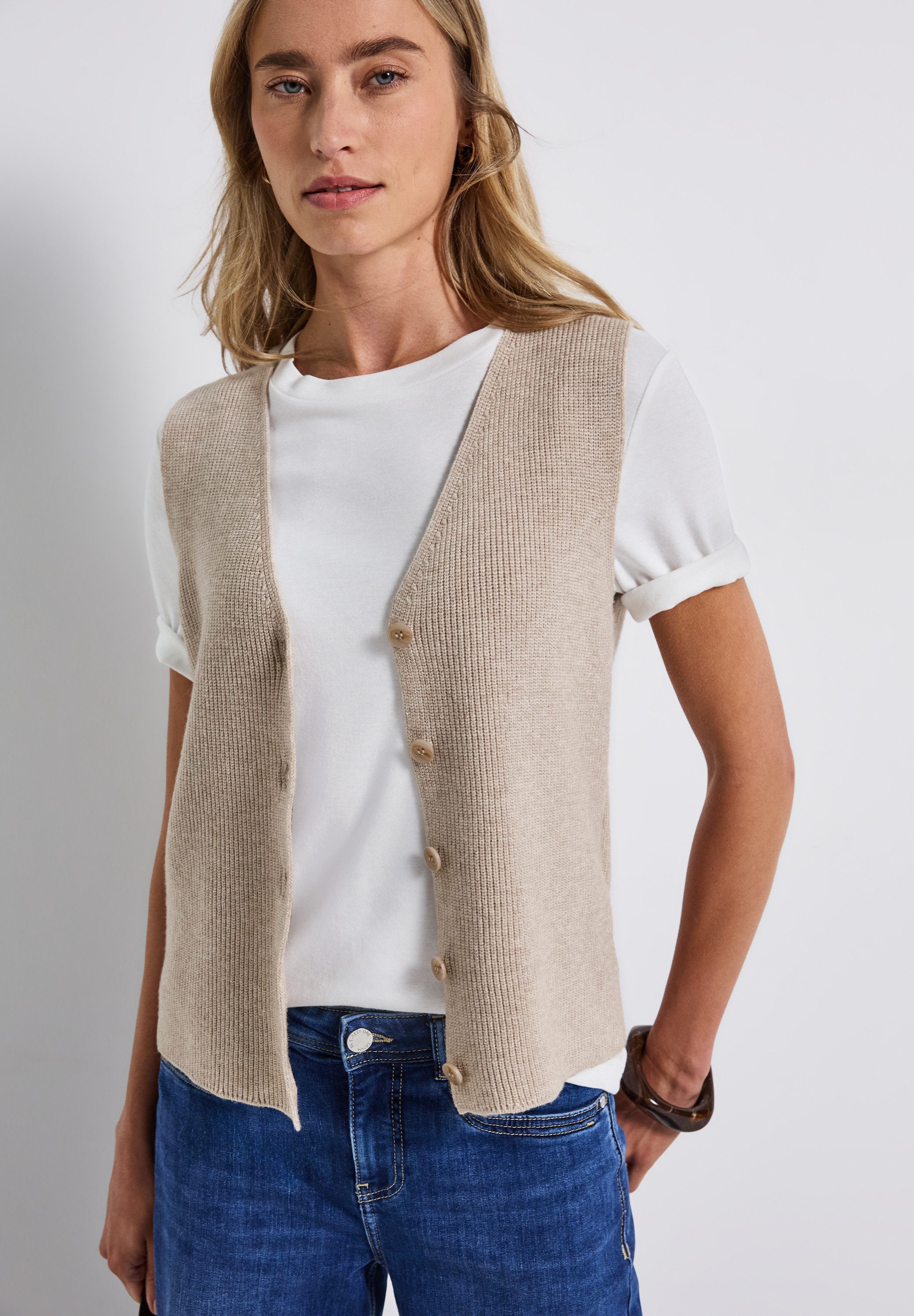 STREET ONE Strickweste in Ripp-Optik und günstig online kaufen