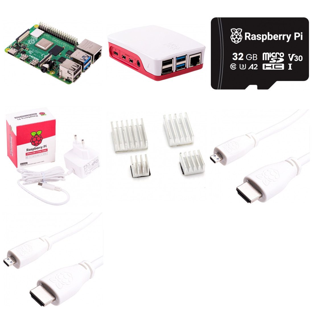 Raspberry Pi 4 Computer Modell B, 4GB RAM Full Starter Kit weiß Mini-PC Barebone