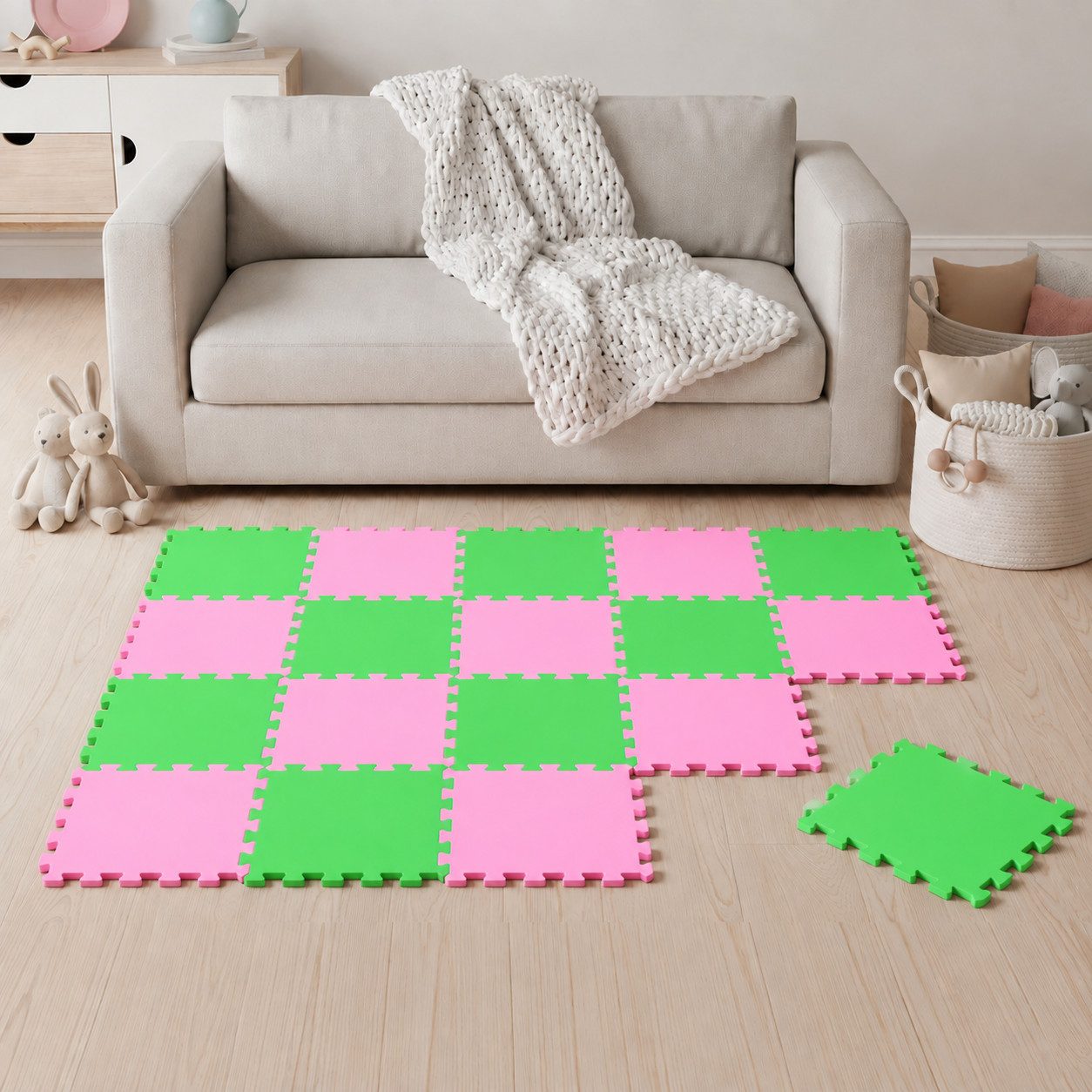 LittleTom Puzzlematte ab dem 1. Tag - 18 Teile Baby Spielmatte - 30 x 30 Kinder Krabbelmatte, (18-tlg), Spielunterlage für Babys und Kleinkinder - Kinderzimmer Puzzleteppich