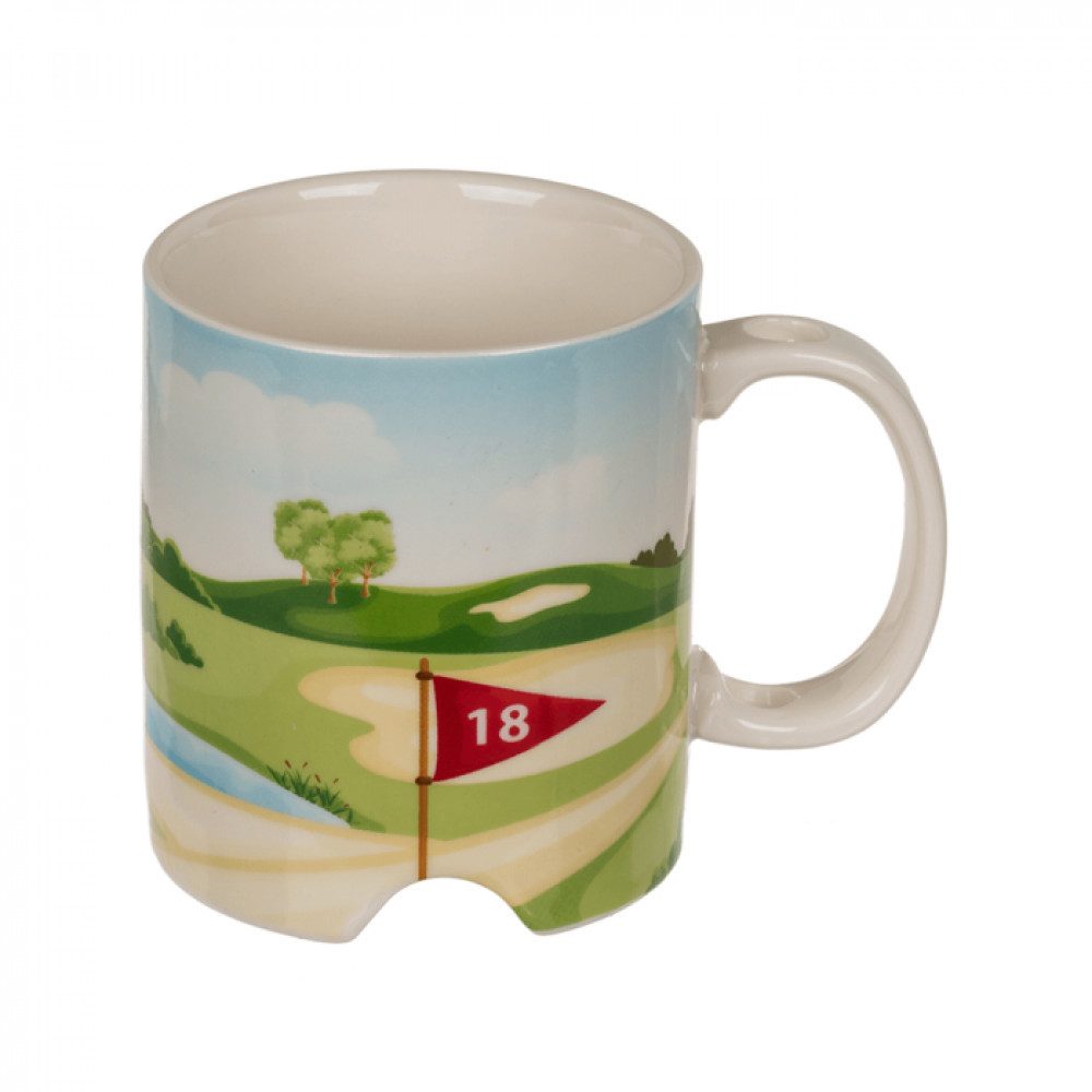 Out of the Blue Tasse Kaffeetasse Motiv Golfplatz, mit Kugelschreiber Maße ca. 10 x 8 cm, au, 1-tlg., Steingut
