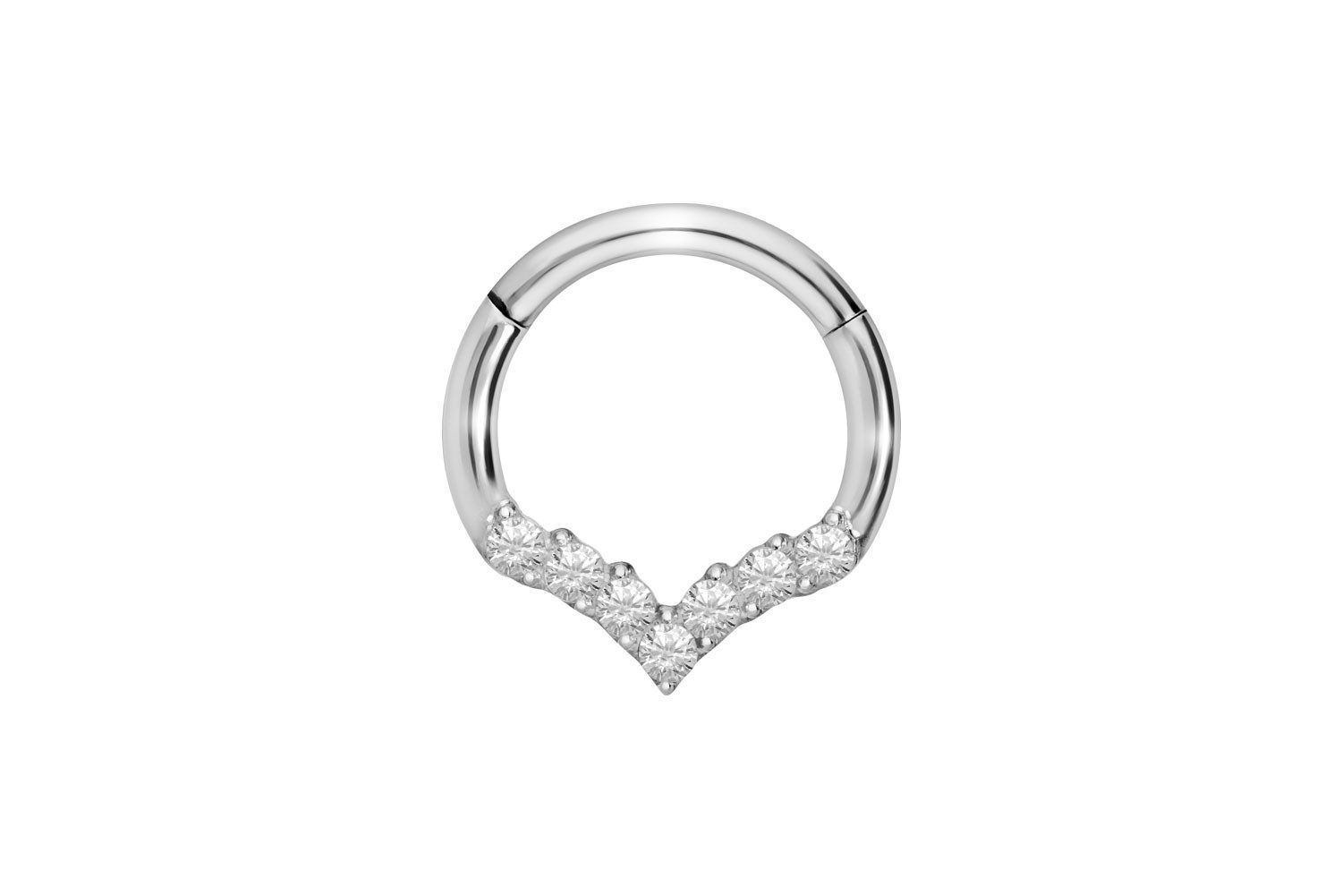 PIERCINGLINE Nasenpiercing Titan Segmentring Clicker SPITZ + EINGEFASSTE KRISTALLE Ohrpiercing (Clicker, 1-tlg), Ohrpiercing für Conch, Helix, Tragus, Daith, Lobe