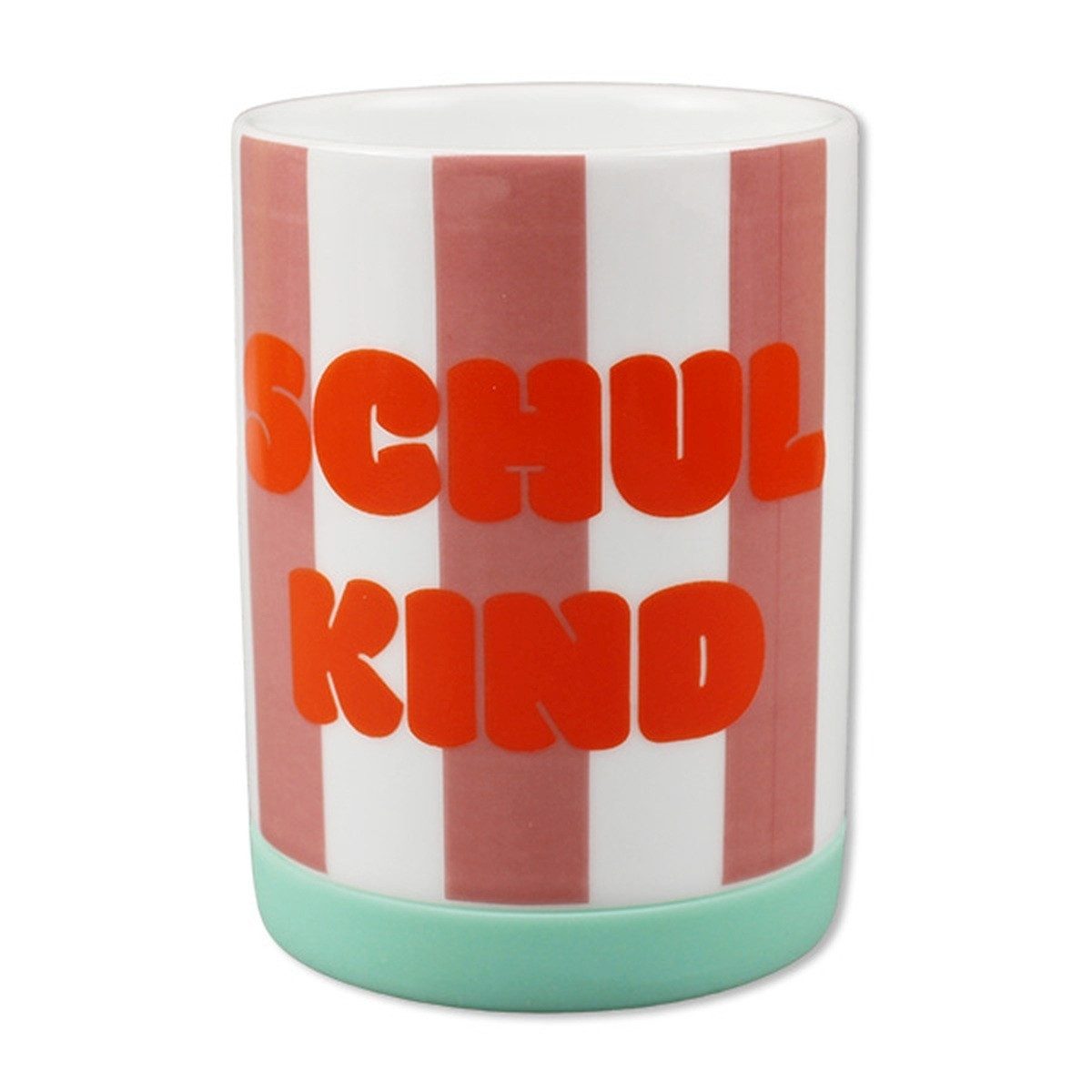 Ava & Yves Kindergeschirr-Set Porzellangeschirr-Set Schulkind 3-tlg Becher Teller Schale Silikonring