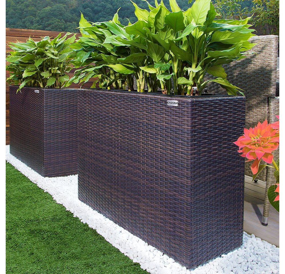 Thumbnail - Casaria Pflanzkübel, 4 Innentöpfe Herausnehmbar Polyrattan 95x27x60cm Blumentopf Braun
