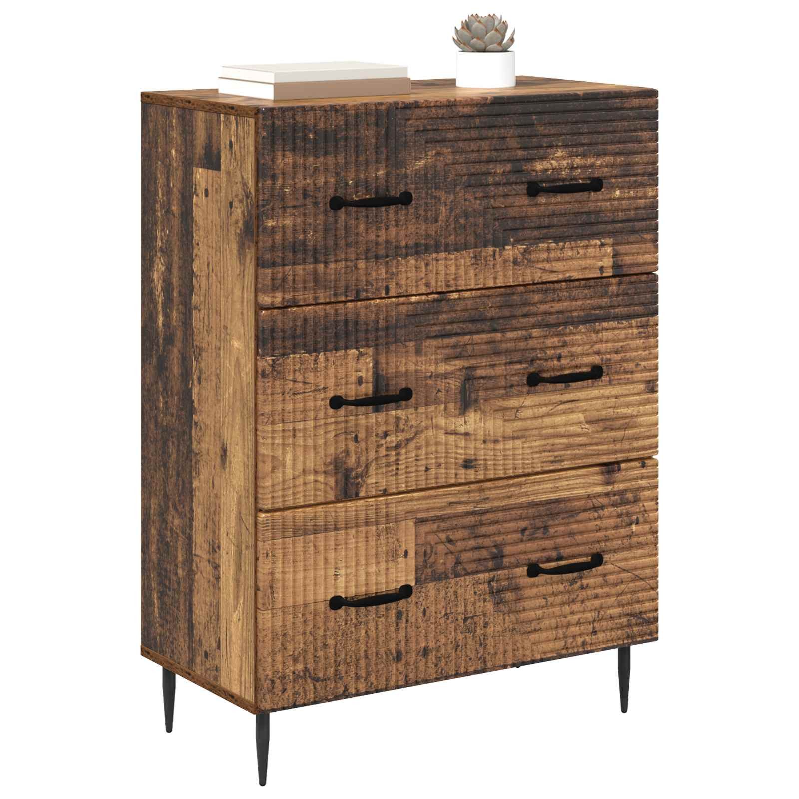 vidaXL Kommode 66 x 34,5 x 89,5 cm Kommode Schubladenschrank Sideboard Altholz 66x34
