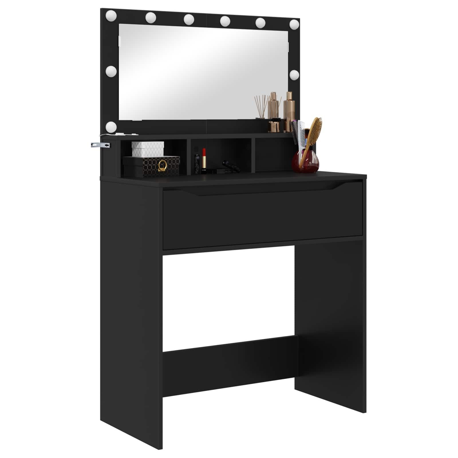 vidaXL Schminktisch Schlafzimmer-Frisiertische Schwarz 80 x 39,6 x 135 cm (1-St)
