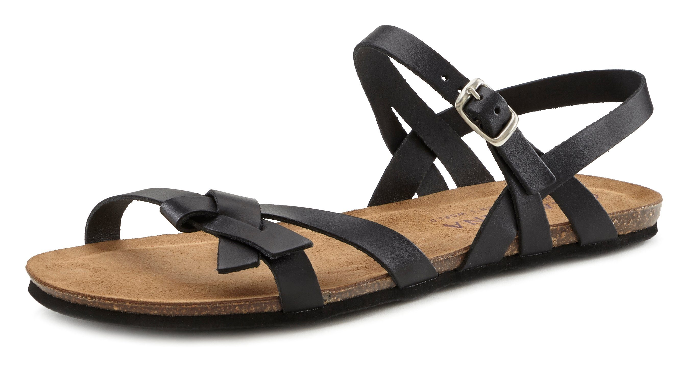 Sommerschuh Sandalette, Sandale aus Leder schwarz LASCANA
