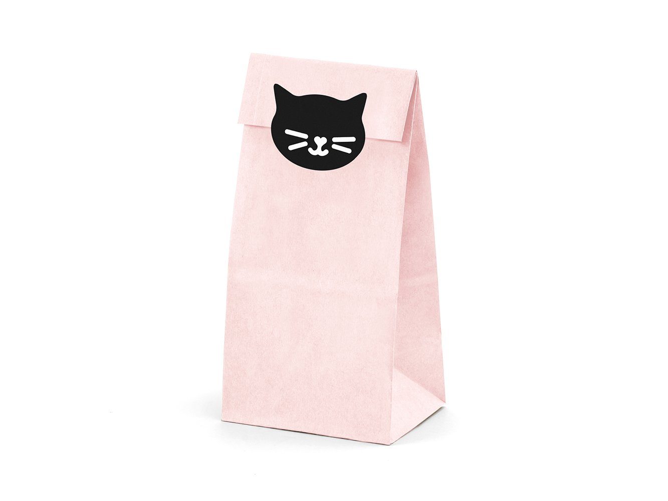 schwarz 6er Set partydeco Papierdekoration, Katzen Papiertüten rosa mit Aufklebern