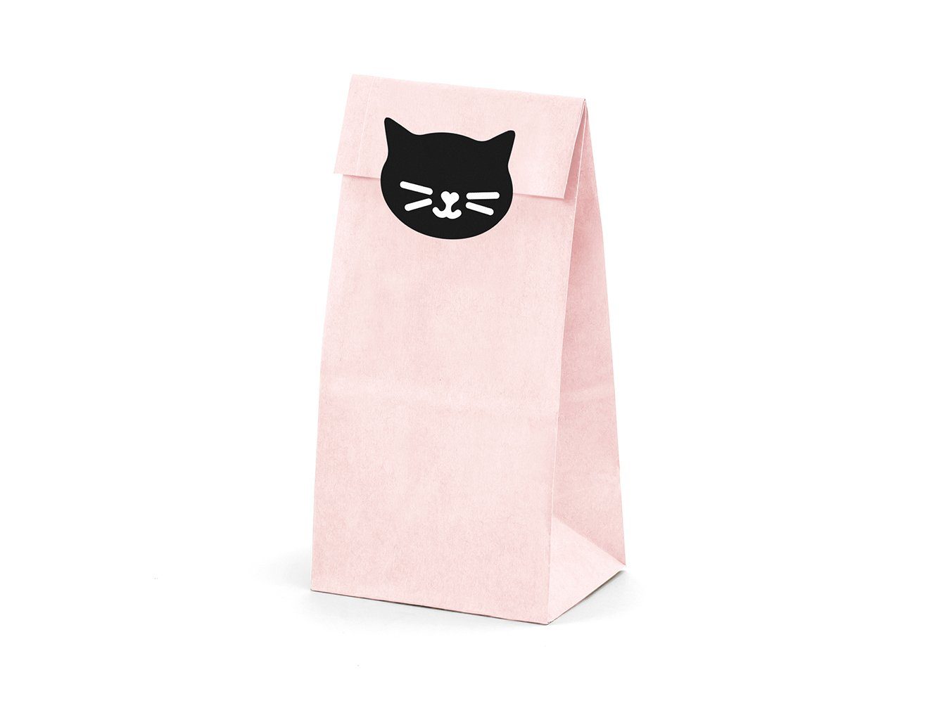 partydeco Papierdekoration, schwarz Aufklebern Set Papiertüten Katzen rosa 6er mit