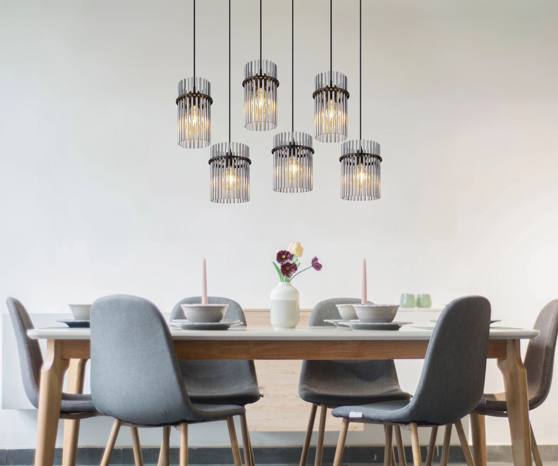 GLOBO LIGHTING Pendelleuchte GORLEY, ohne Leuchtmittel, Design Glasstäbe, Deckenlampe, Wohnzimmer, Esszimmer, Hängelampe
