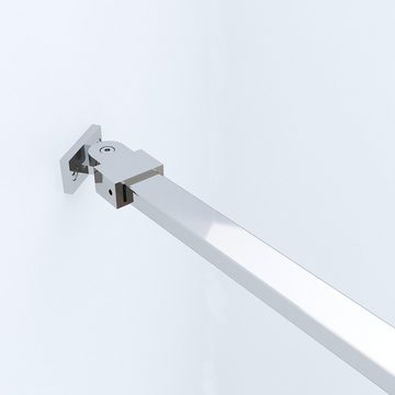 AQUALAVOS Duschwand Duschkabine Duschabtrennung Glas Walk In Duschwand mit Haltestange, 8mm Einscheibensicherheitsglas mit Nano Beschichtung, in 2 verschiedenen Breiten (100/120 cm), Höhe 200cm, mit Verstellbereich, Spritzschutz im Bad