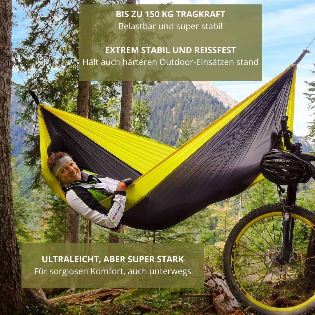 Amazonas Hängematte Ultra-Light Adventure Hammock: Leichtgewichtiges Outdoor-Erlebnis (Packmaß ca. 18 x 6 cm), nur 180 g
