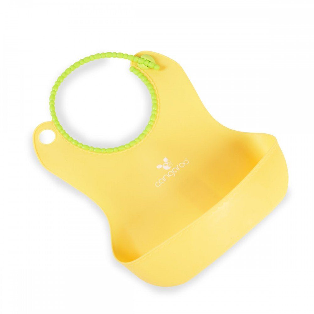 Cangaroo Lätzchen Babylatz verstellbar gelb (1-St), für Verschluss Tasche, Am-Am, Essensreste, Silikon