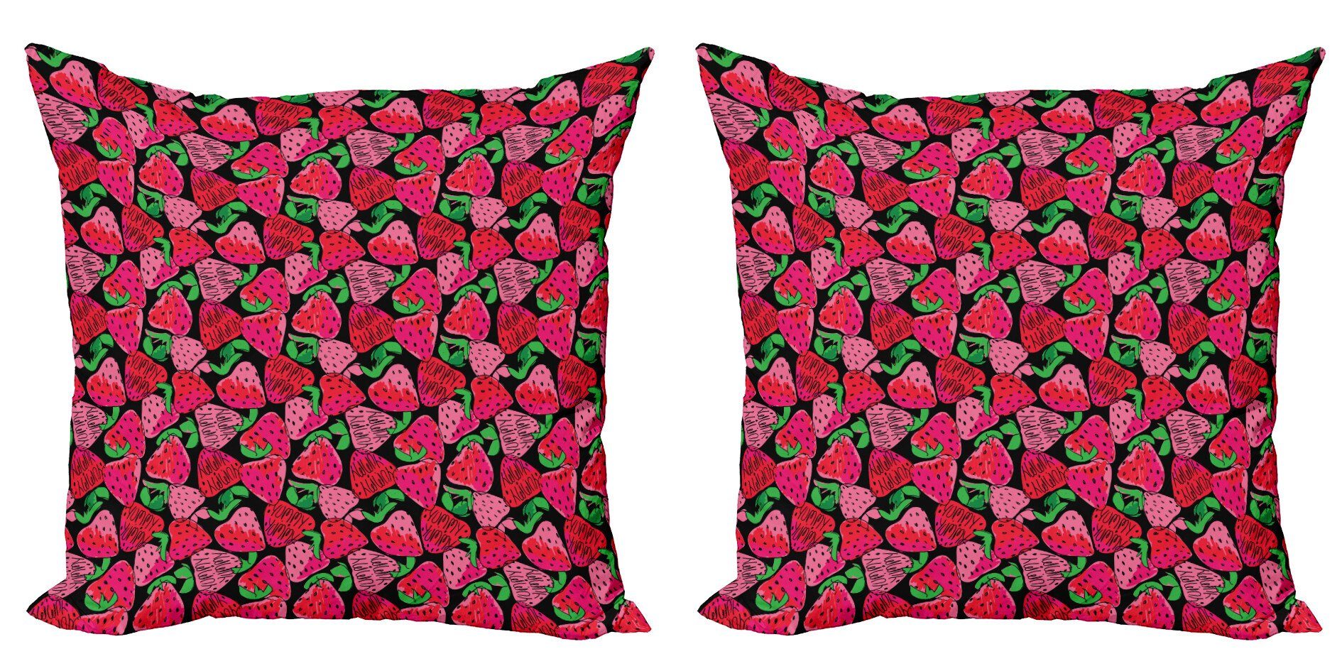 Kissenbezüge Modern Accent Doppelseitiger Digitaldruck, Abakuhaus (2 Stück), Erdbeere Bunte Skizze