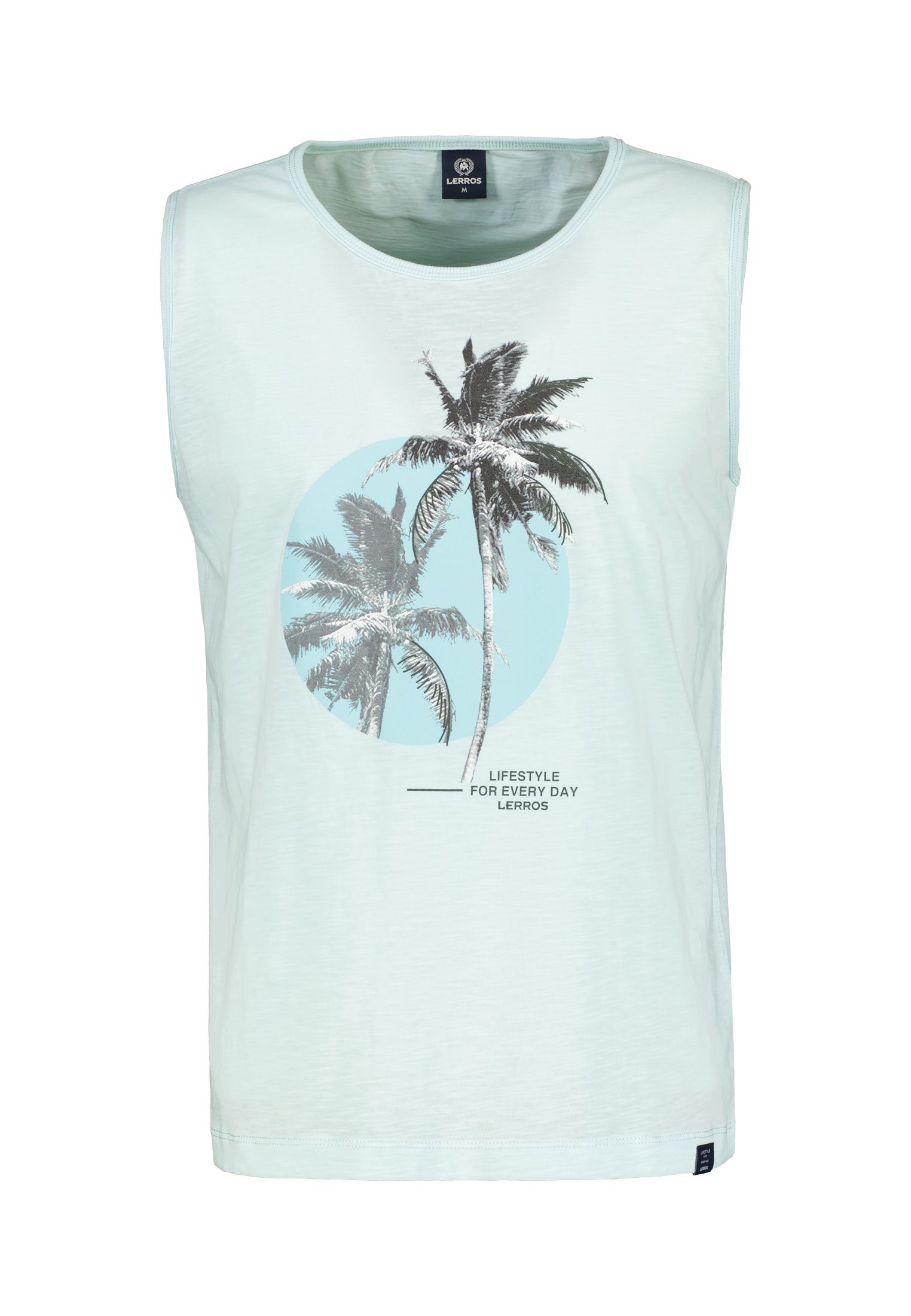 LERROS Muskelshirt LERROS Tanktop mit sommerlichem Palmenprint TINTED AQUA