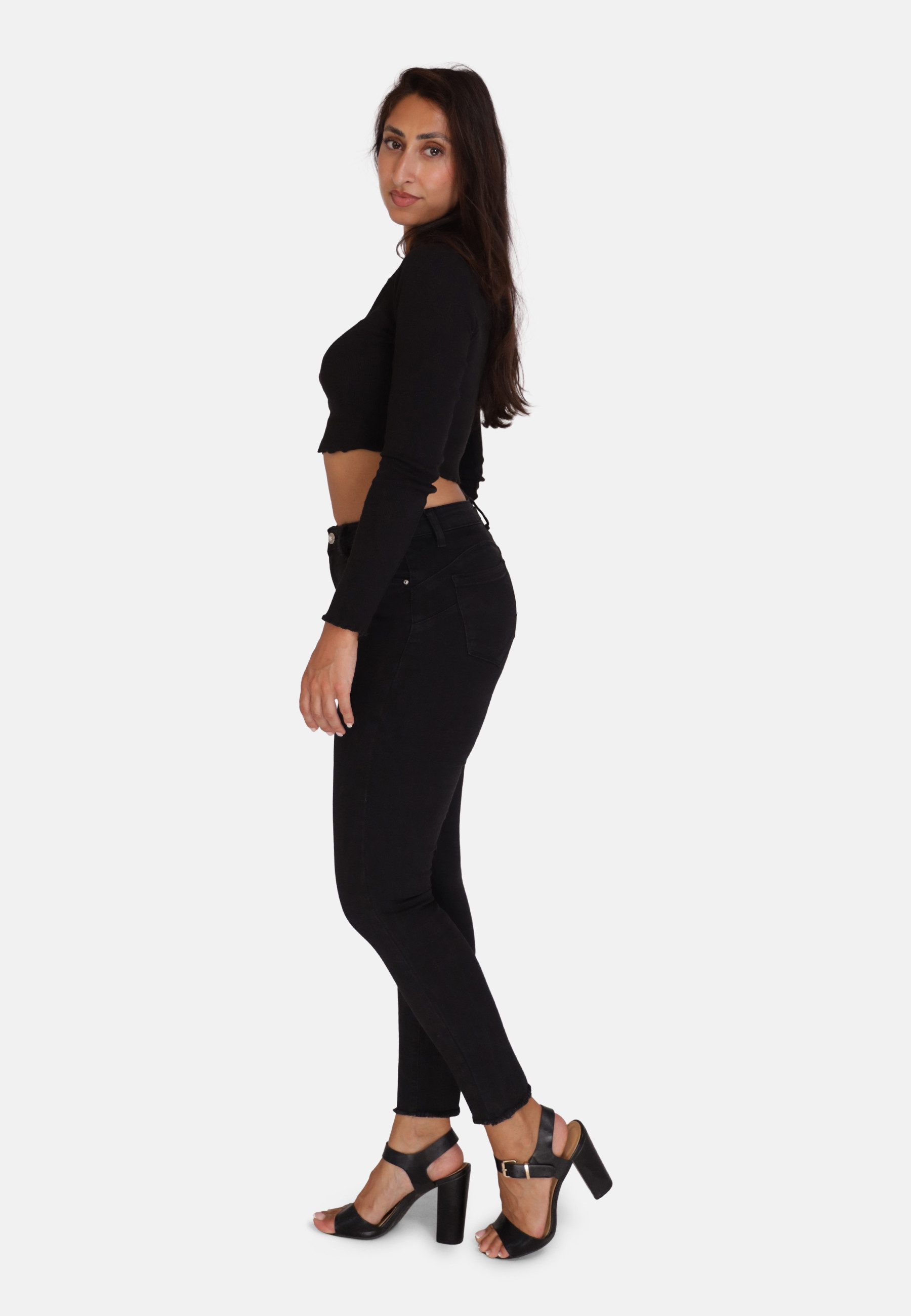 Elara Stretch-Hose — Damen Skinny Jeans mit 5-Pocket-Design und Fransensaum – Bild 4 von 4