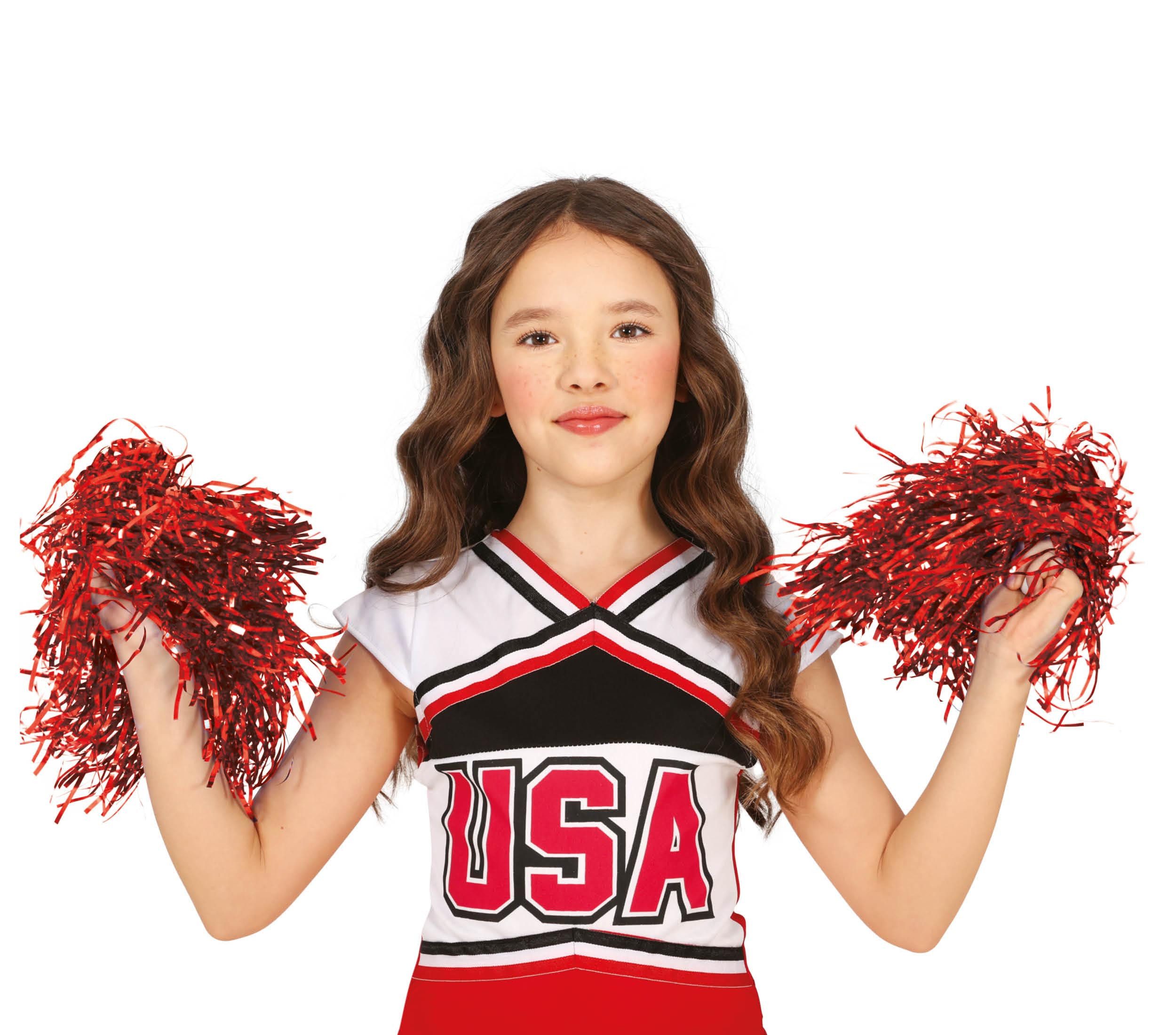 Fiestas Guirca Kostüm, Sportliche Cheerleader Pom Poms Blau Glitzernd Karneval Accessoires Pa