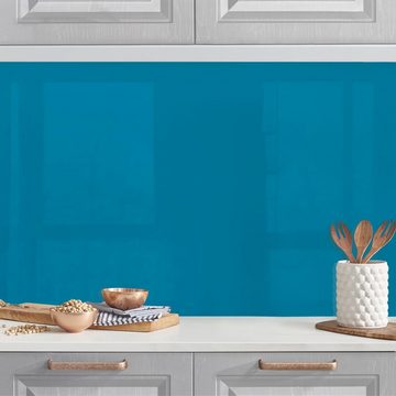 Bilderdepot24 Küchenrückwand petrol dekor einfarbig Wandpaneel Petrol Wandverkleidung Küche, (1-tlg., Nischenrückwand - für Fliesenspiegel ohne Bohren - matt), Spritzschutz Rückwand Küche Herd - Folie selbstklebend versch. Größen