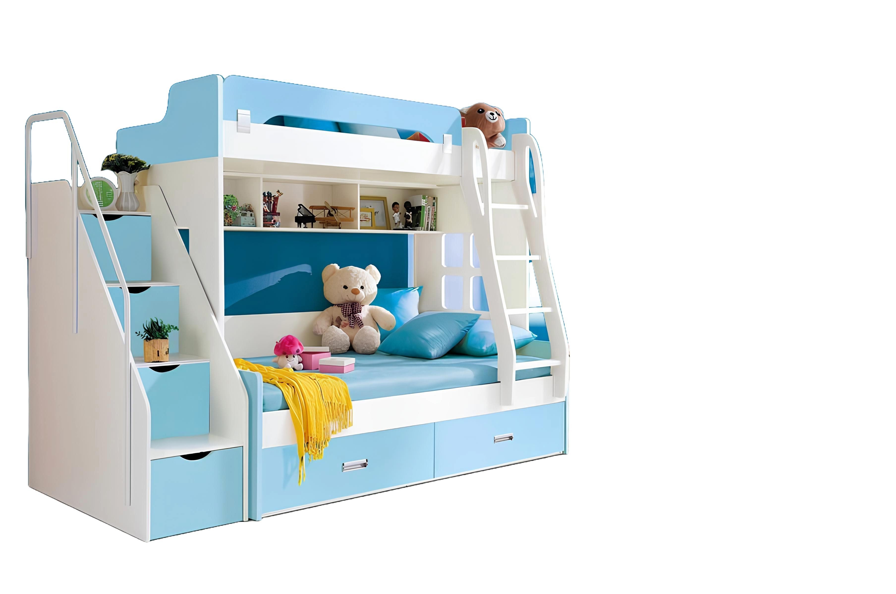 Xlmoebel Etagenbett Hochbett aus Holz mit zwei Liegeflächen und sicherer Leiter (Kinderbett, Etagenbett), Hergestellt in Europa