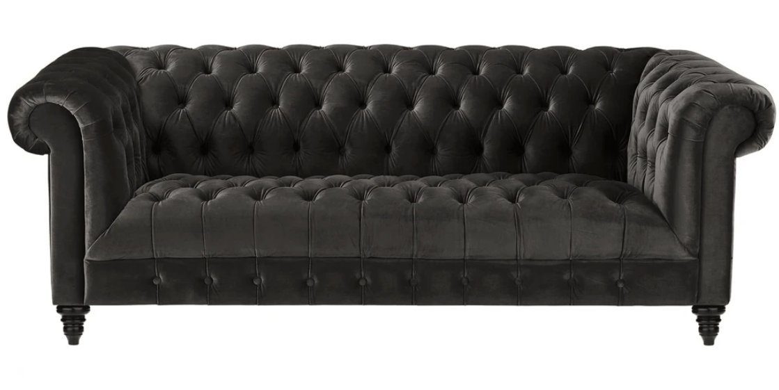 JVmoebel Chesterfield-Sofa Moderner schwarzes Chesterfield Dreisitzer Wohnzimmer Couch Luxus, Made in Europe