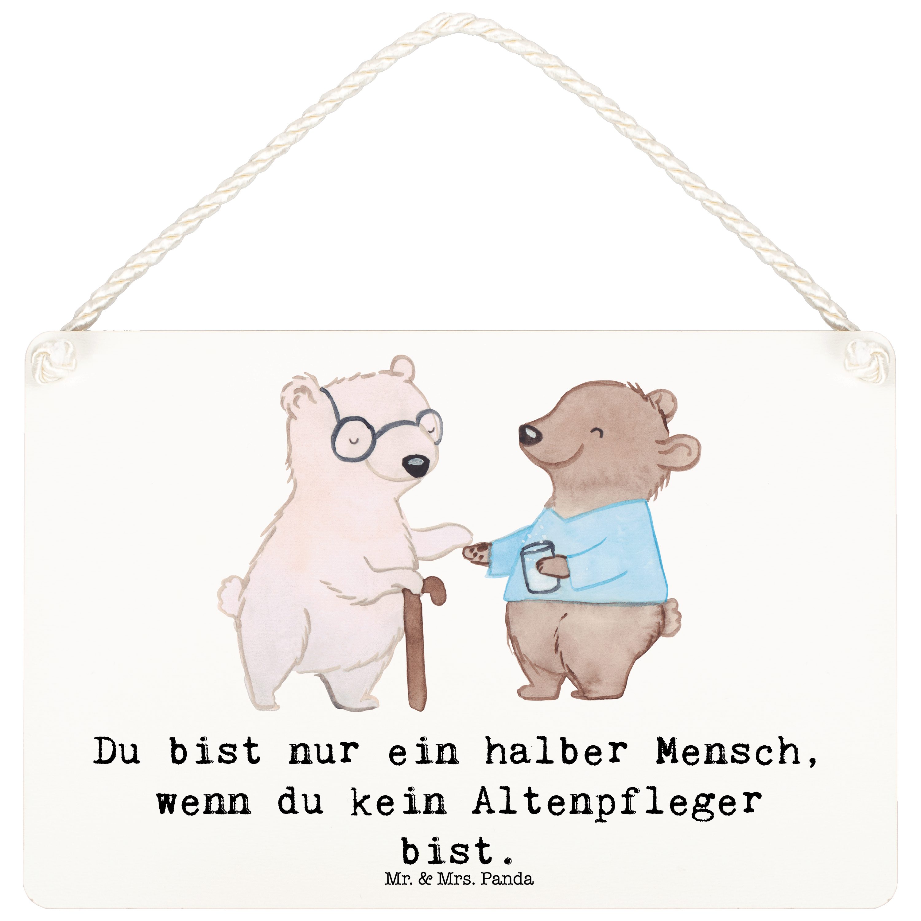 Mr. & Mrs. Panda Hinweisschild DIN A6 Altenpfleger Herz Weiß