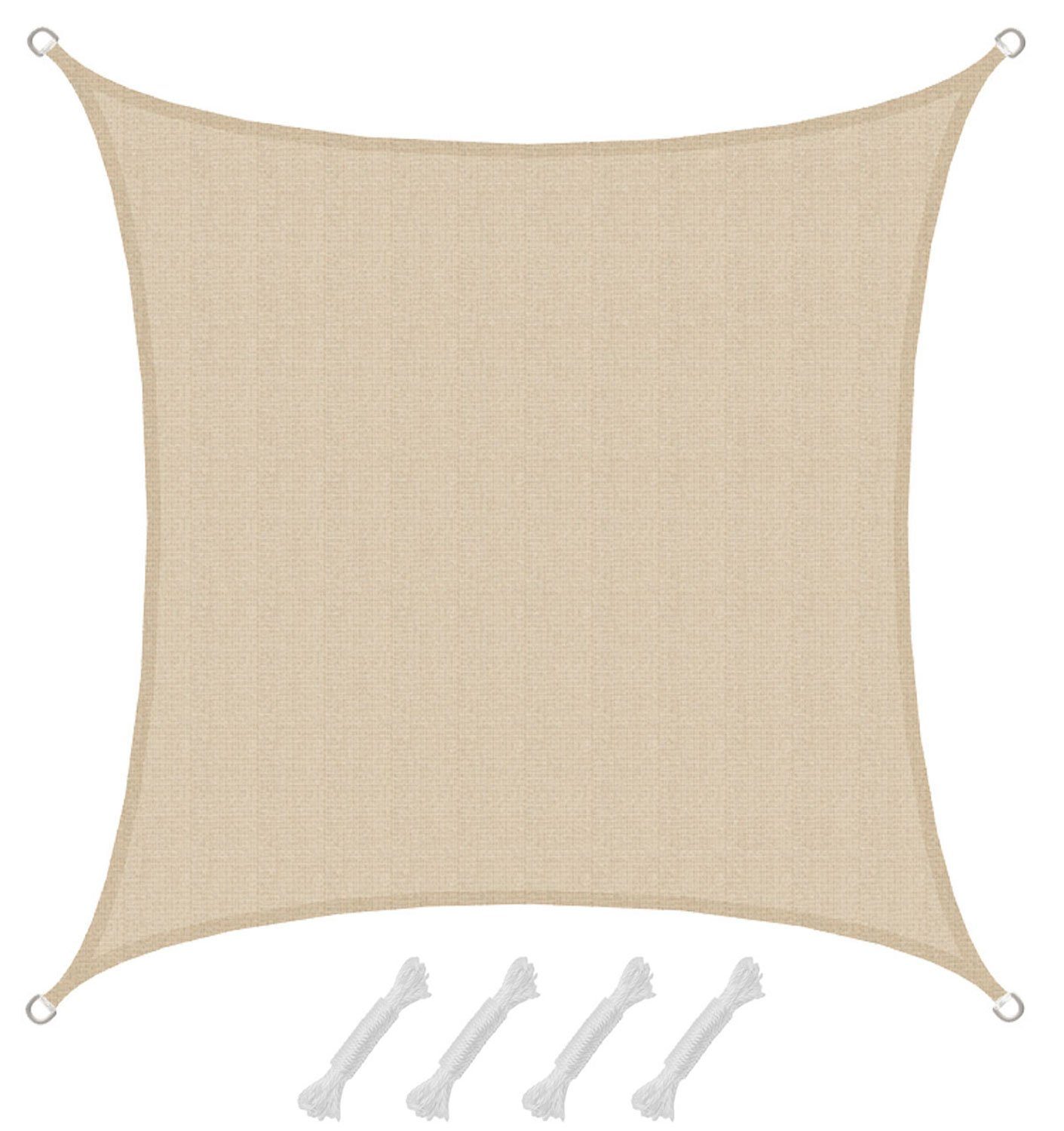 AMANKA Sonnensegel mit UV Schutz - 2 x 2 m Winddurchlässig für Garten, Terrasse & Balkon, Wasserdurchlässiges HDPE Sonnenschutzsegel - Überdachung Quadratisch