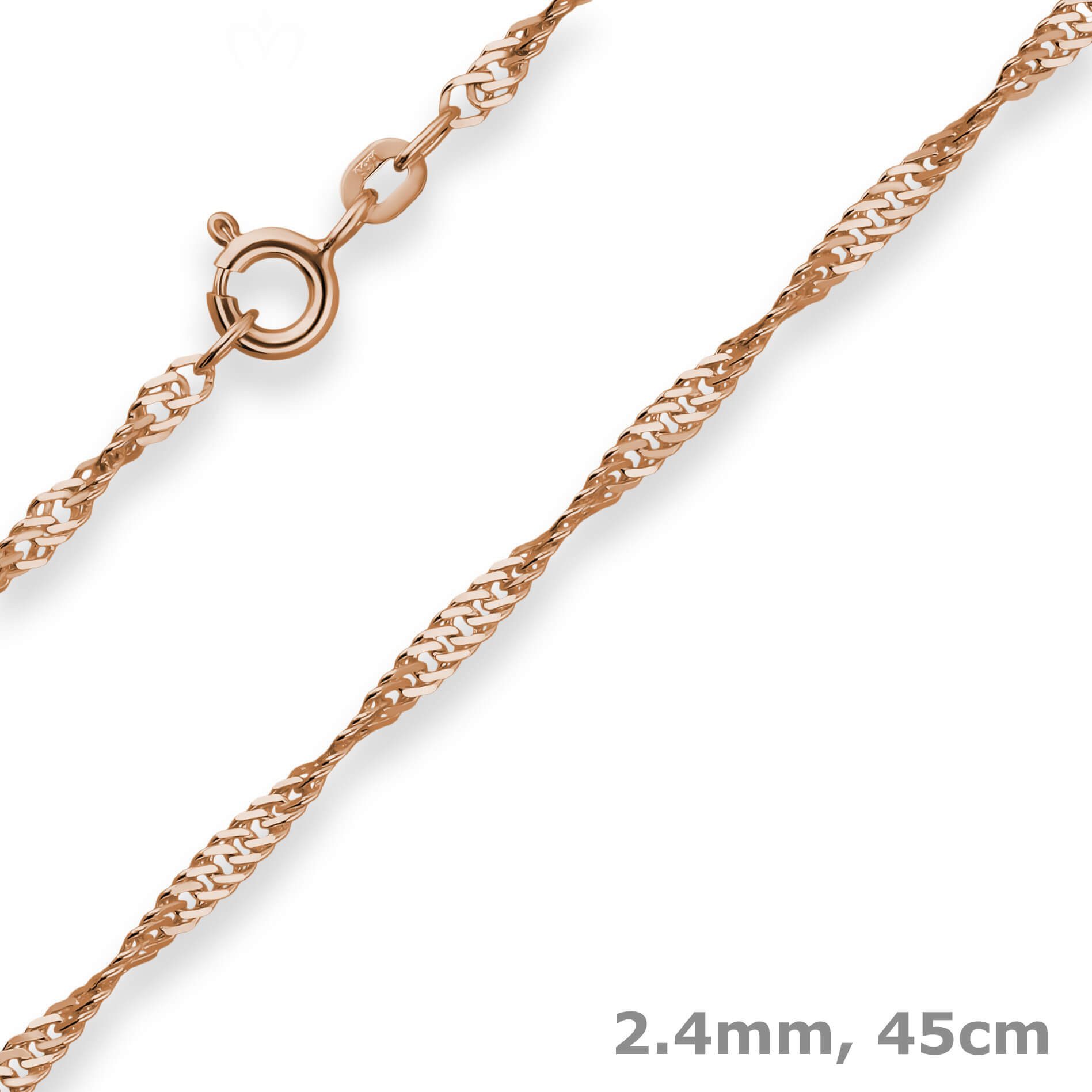 Schmuck Krone Goldkette 2,4mm Singapurkette aus 585 Rotgold 45cm, Gold 585